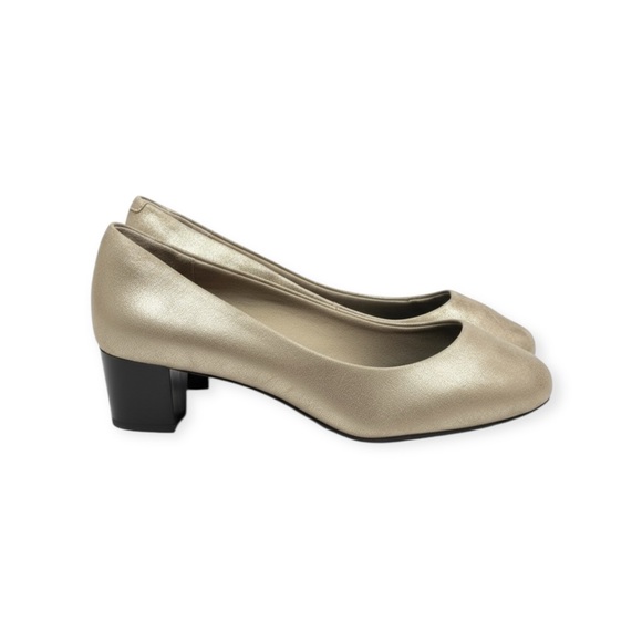 Rockport 𖤐 Walkability Leather Comfort Heeled Pumps 𖤐 Metallic Gold 𖤐 36 5.5M - Picture 1 of 15